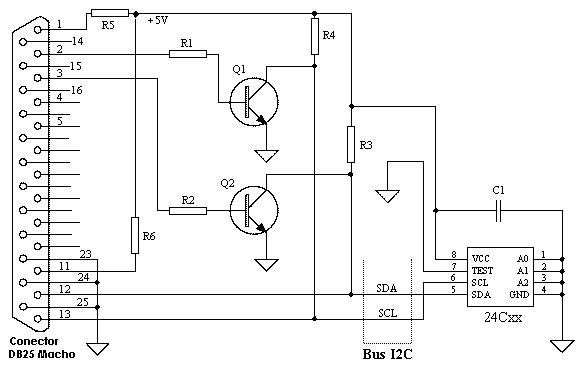 Programador de EEPROM 24Cxx, 24LCxx para puerto paralelo